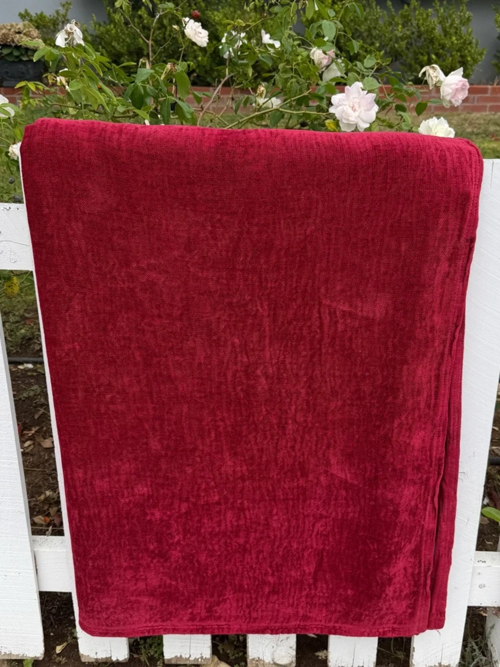 Vintage Ralph Lauren Blue Label Chenille Blanket Crimson Red Queen USA GUC
